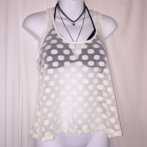 🌺4/$25🌺 Cream See-Through Polka Dot Tank
